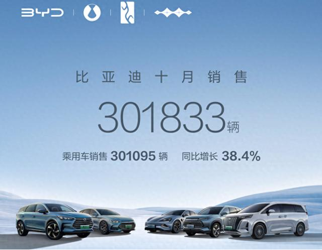 比亞迪十月銷(xiāo)售301833輛